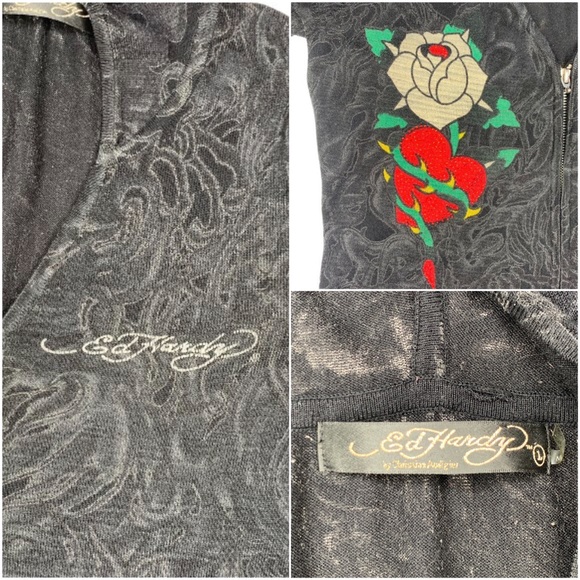 Black Knit Ed Hardy Sweater Dress - Picture 3 of 3